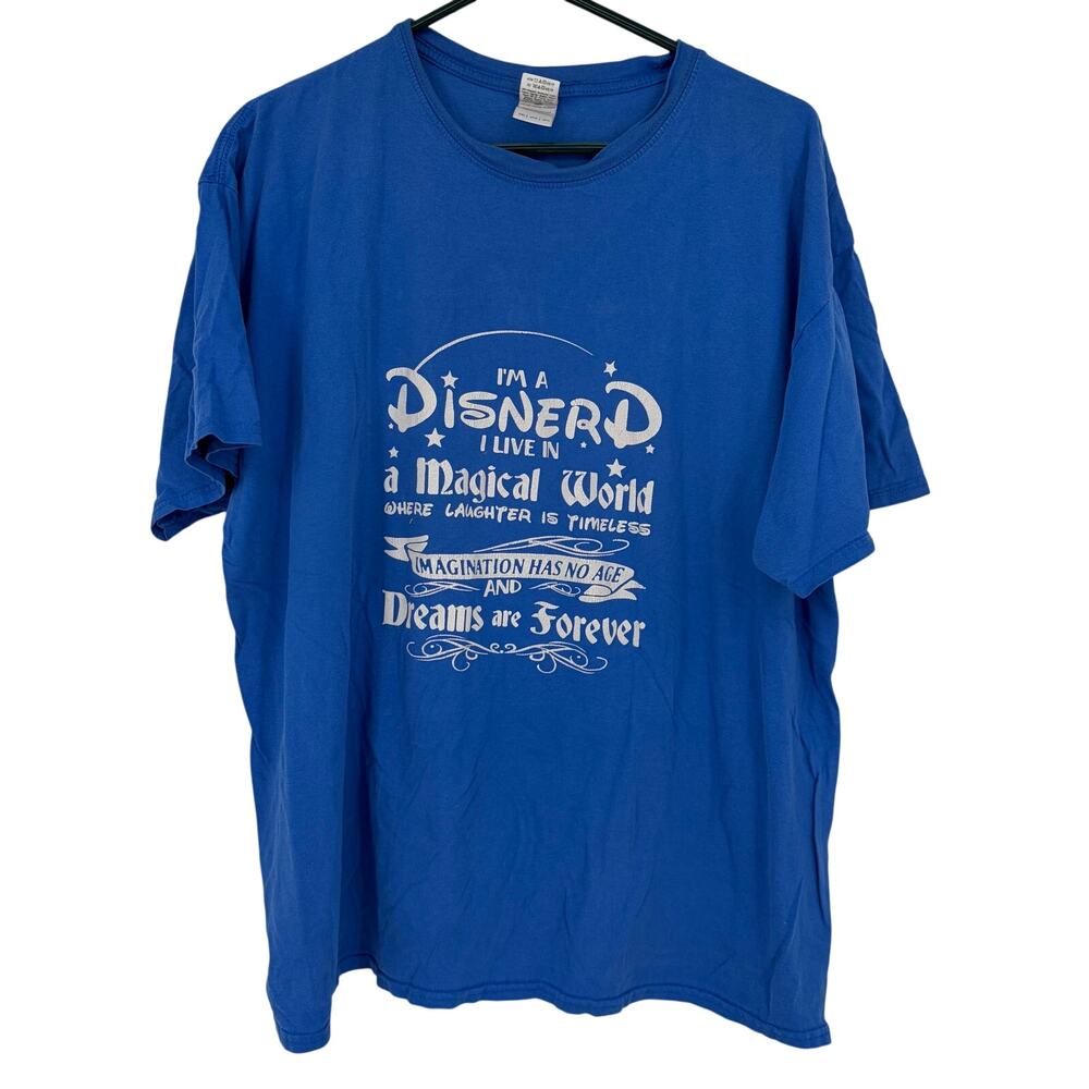 Gildan Softstyle Blue Walt Disney Disnerd Cotton Graphic Tee Size 2XL